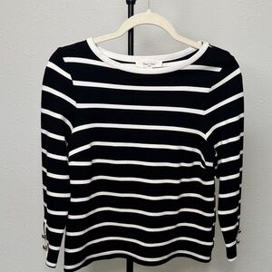 Nordstrom Black and White Striped Long Sleeve Tee